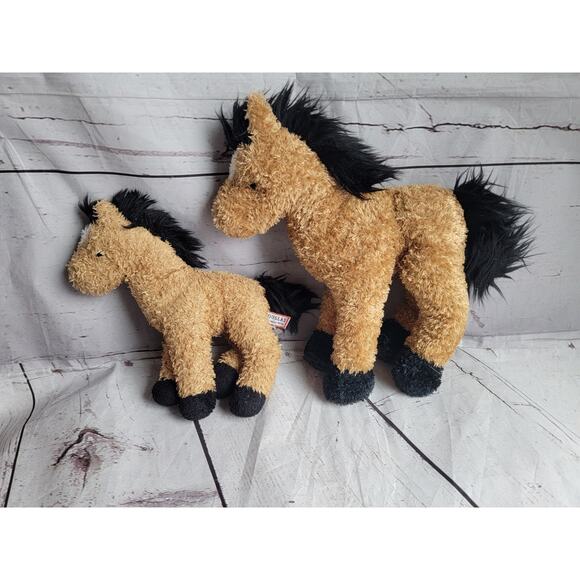 Douglas Cuddle Toy Tan Buckskin Pony/Horse Plush Soft Stuffed Toy Mom Baby - Picture 1 of 8